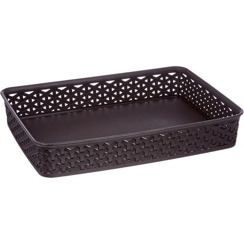 SHIBA-CURVER Panier de rangement A4 My Style - Pour Bureau, Entrée, Salon, Salle de Bain -35,8x26,2x6 cm - Chocolat[875]