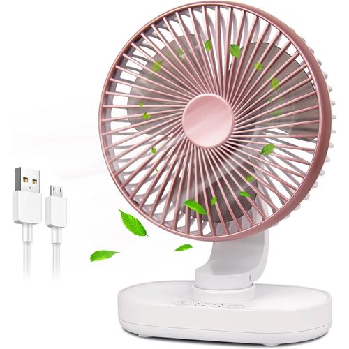 GOUTS ET COULEURSVentilateur De Bureau Oscillant, Ventilateur De Table Rechargeable Avec Flux D'Air Puissant, Fonctionnement Silencieux, Le Bureau, La Chambre À Coucher Et Le Bureau (Rose)