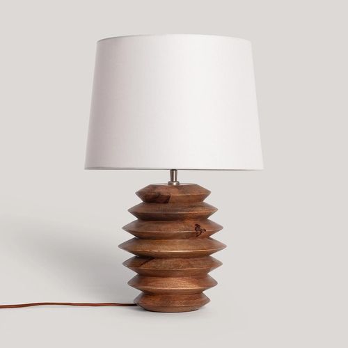 Lampe À Poser Bois Vihaan Iluzzia Blanc
