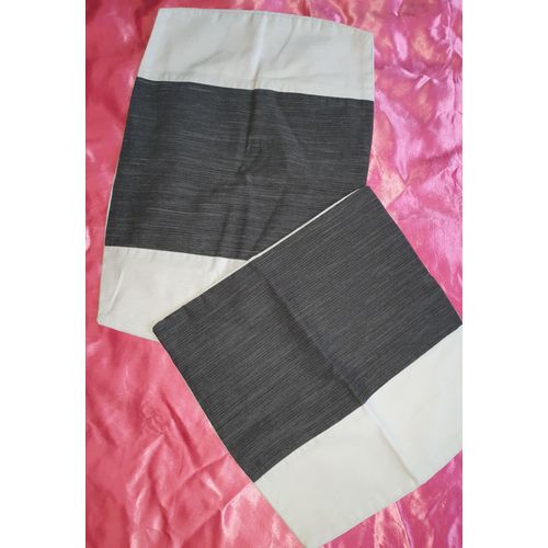 2 Housses De Coussins Beige Et Gris