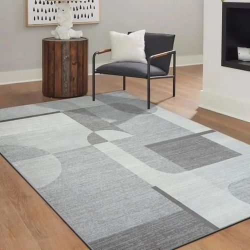 DOUCEUR EIGHTIES - Tapis vintage motifs géométriques gris 190x240