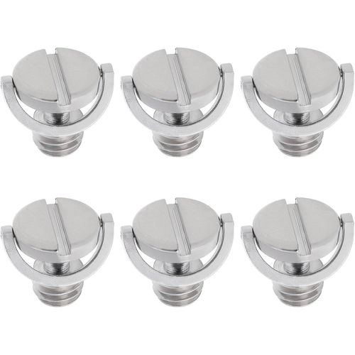 ytseazn-Lot De 6 Vis De Fixation Pour Appareil Photo 3/8"" Avec Anneau En D Et Filetage Mâle Pour Plaque À Dégagement Rapide Et Trépied D'Appareil Photo 19,4 X 16,2 Mm Argent