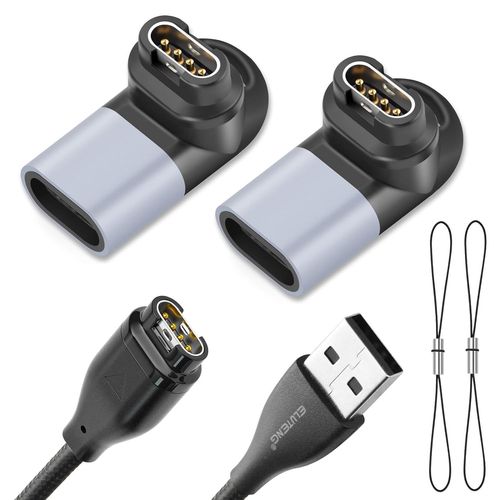 Ytseazn-Câble De Charge Pour Montre Garmin Avec Adaptateur Usb C À 90 Degrés,Paquet De 3,Câble De Charge De 3,3 Pieds,Adaptateur De Charge Compatible Avec Garmin Fenix 7/7s/7x/6/6s/6x/5/5s/5x/Fore