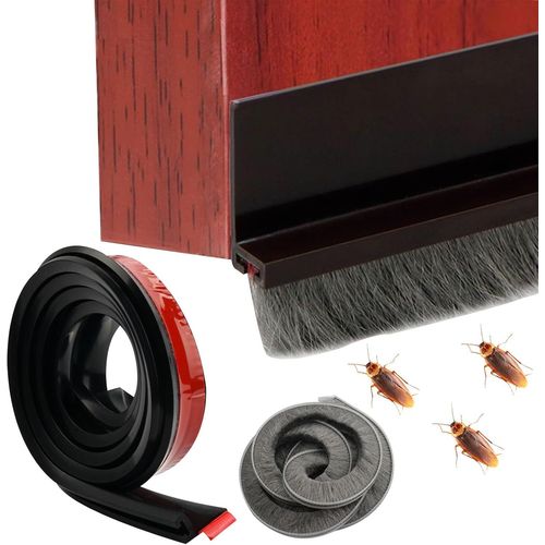 ytseazn-100 Cm Brosse Bas De Porte,Autocollant Boudin De Porte Isolant,Dessous De Porte,Bas De Porte Anti Froid,Boudin Porte Isolation,Anti-Insectes,Poussière,Pour Portes Intérieures Et Extérieures(Noir)