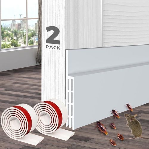 ytseazn-2 Pcs 5 Cm X 100 Cm Boudin De Porte Isolant Froid,Bas De Porte Isolant,Isolation Porte Dentrée,Calfeutrer Bas De Porte Adhési Idéal Pour L'Isolation Contre Froid,Bruit,Insectes(Blanc)