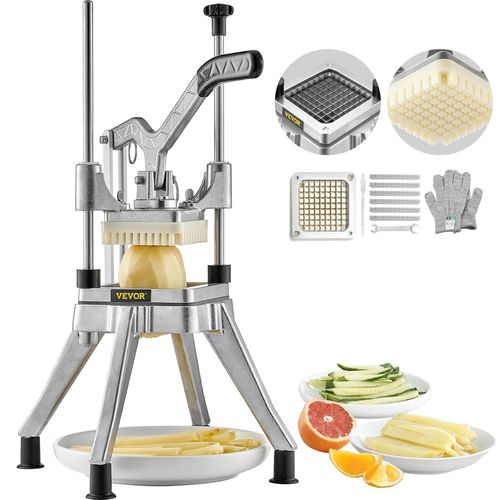 Ytseazn-Coupe-Frites Professionnel Manuel Coupe-Légumes Multifonction Commercial En Inox Lame De 0,95 Cm Coupe Pomme De Terre Fruits En Bâtonnets Dés Avec 2 Lames De Rechange Pour Restaurant Cuisine