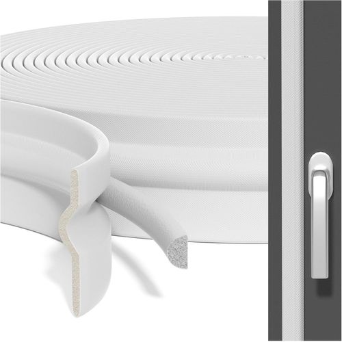 Ytseazn-Joint Fenetre Isolation Anti Froid Double Joint Porte Entree Isolant Fenetre Forte Auto-Adhésif Joint Bas De Porte Isolation Phonique Bruit Mousse Boudin De Port Caoutchouc(Blanc 3m)