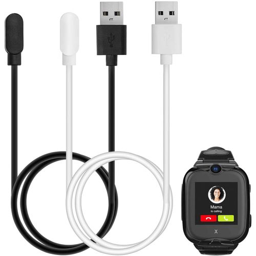 Ytseazn-Lot De 2 Câbles De Charge Compatible Avec Xplora Xgo 2,Kids Smartwatch Câble De Charge Magnétique De Rechange Pour Xgo 2,Noir Et Blanc