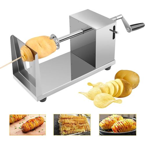 Ytseazn-Coupe En Spirale Coupe-Pomme De Terre,Coupe-Frites En Acier Inox Avec Manivelle Et Pieds En Caoutchouc Anti-Dérapant Pour Fruits,Pommes De Terre(A)