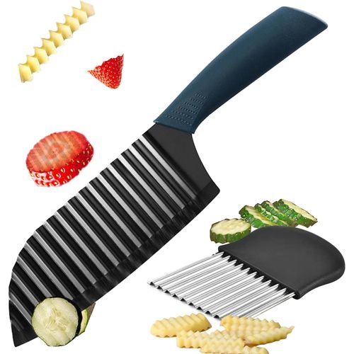 ytseazn-2 Pièces Couteau Ondulé À Frites,Trancheuse À Frites,Coupe Frite Ondulée Inox,Coupe Legume Ondulé,Couteau À Vague Pour Légumes,Frites,Fruits ¿ Pour Les Beaux Motifs De Coupe