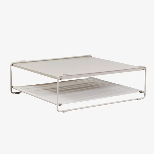 Table D'appoint De Jardin Convertible En Pouf En Acier Amaro Blanc Gardenia