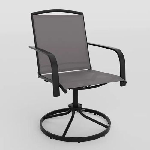 Lot De 2 Chaises Pivotantes De Jardin Costway, Dossier Haut Et Base Métallique Ronde, Fauteuils À Bascule En Maille À 360°, Marron