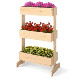 Costway Jardinière Surélevée Vertical En Bois Pin À 3 Niveaux, 3 Bacs À Fleurs, Pour Intérieur Extérieur, Support De Pot De Fleurs