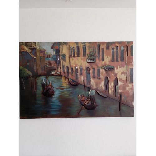 tableau en relief métal. dimension 120x80 cm, thème canaux de Venise.