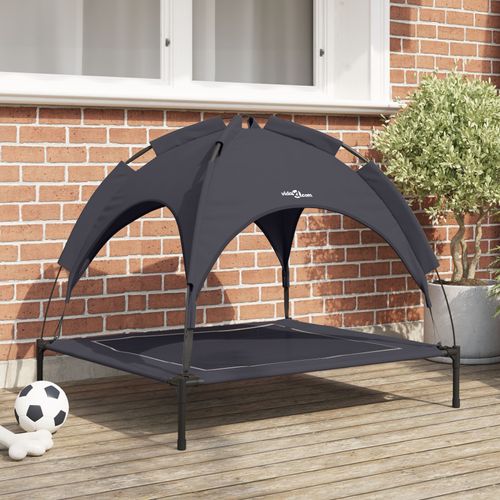 Vidaxl Lit Pour Chien Surélevé Avec Toit Amovible Noir L Acier