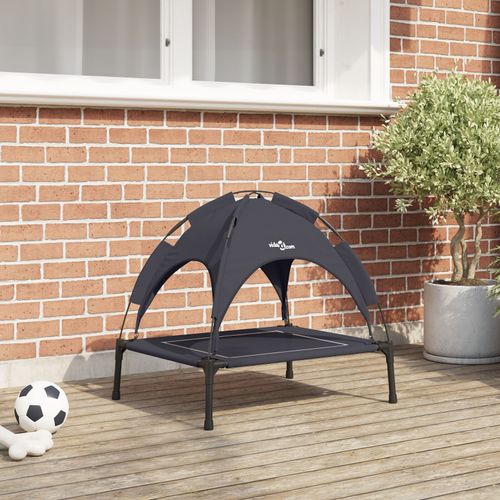 Vidaxl Lit Pour Chien Surélevé Avec Toit Amovible En Acier Noir