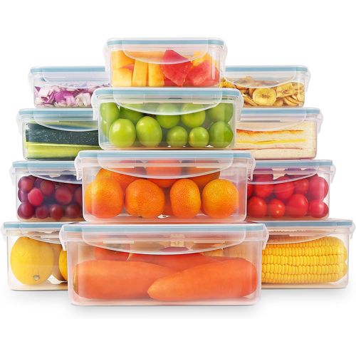 Lbgwp60-Boîte Alimentaire Set, 12 Pièces Boîtes Alimentaires Plastique Réutilisables Avec Couvercles Hermétiques, Sans Bpa, 100% Étanche
