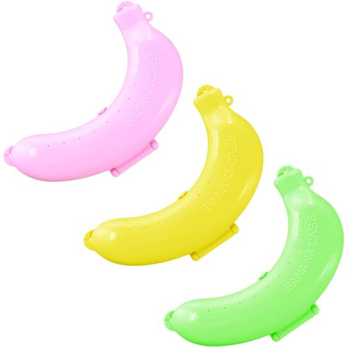 lbgwp60-3Pcs Boîte De Rangement De Banane, Boite Plastique Banane, Étui Protecteur De Banane, Jolie Boite Banane, Fun Porte Banane, Coque Banane, Boîte Fruits Protection Cas, Jaune, Vert, Rose