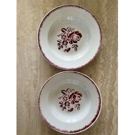 Digoin Sarreguemines Roses Rouges Assiettes Creuses X 2 Modèle Patrik