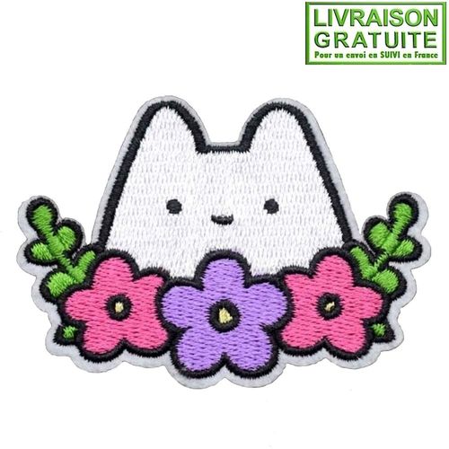 Patch Écusson Chat Blanc - Thermocollant