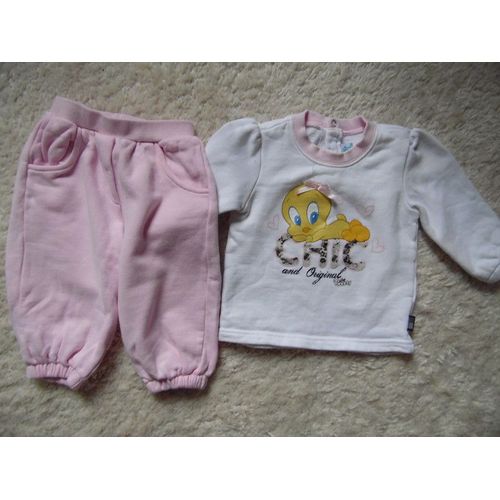 Très Joli Jogging Bébé Fille &#34baby Looney Tunes&#34 Titi Taille 6/9 Mois Idée Cadeau