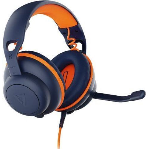 V7 Safe Sound 2 HU590E - Écouteurs - circum-aural - filaire - jack 3,5mm, USB-C - bleu foncé avec accent orange