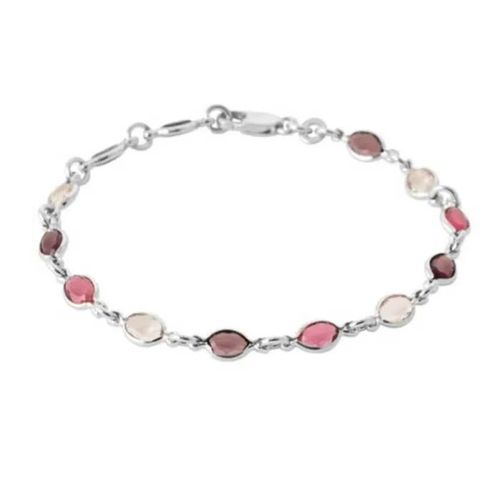 Bracelet Cristal De Swarovski Couleur Dégradé Rose Violet Argent 925/000 Rhodié