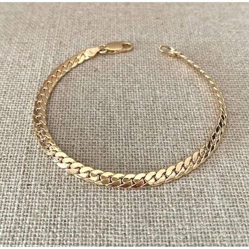 Bracelet Maille Anglaise 20cm Plaqué Or 18 Carats 750/1000