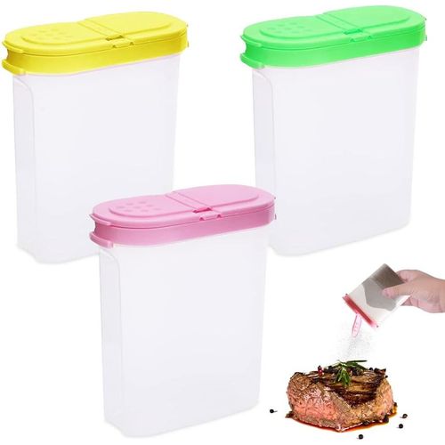 Lbgwp60-Lot De 3 Boîtes En Vrac Transparentes De 250 Ml - Boîtes À Épices - Boîtes De Conservation Avec Deux Ouvertures De Décharge - Distributeur De Céréales Pour Céréales, Farine, Sucre, Céréales