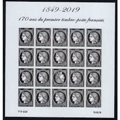 Salon Philatélique De Printemps : 170 Ans Du 1er Timbre Poste Français Cérès Noir Non Dentelé Feuillet 5305 Année 2019 N° 5305 (0,88 €) Yvert Et Tellier Luxe
