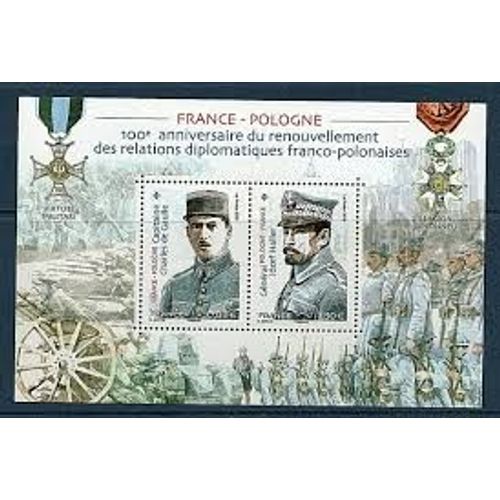 Renouvellement Des Relations Diplomatiques Entre La Pologne Et La France : Charles De Gaulle Et Jozef Haller De Hallenburg Émission Commune France/Pologne Feuillet Année 2019 N° 5311 5312 Yt Luxe