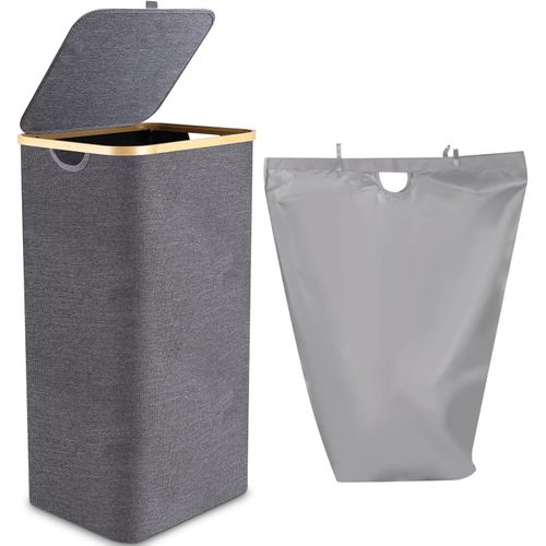 lbgwp60-Panier À Linge Pliable Blanc, 40L Grande Corbeille À Linge Sale Avec Poignées En Plastique, Bac A Linge Pliable Laundry Basket, Mural Ou Plat, Bac Rangement Déco, 33X26X44Cm