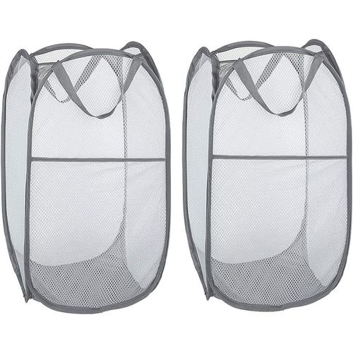 lbgwp60-Panier A Linge Sale 100L, Bac A Linge Avec Couvercle, Corbeille A Linge Avec Plastique Poignées Et Sac A Linge, Grand Panier Linge Pliable Pour Buanderie, Chambre, Salle De Bain, Gris Clair