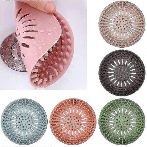 Pack de 5 récupérateur de cheveux de drain, bouchon de cheveux en silicone, filtre de baignoire de baignoire, couvercle de drain de douche-Yvan