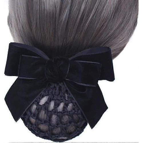 Bun Net Hair Barrette Avec Knot Hairnet Bun Cover Hair Clip Pour Femmes Noir