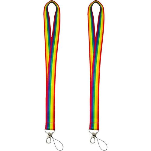 2 Pièces Tour De Cou Arc-En-Ciel, Sangle De Cou Arc-En-Ciel, Sangle De Cou En Nylon, Porte-Badge Porte-Clés Pour La Décoration De La Fête De La Fierté Lgbt,