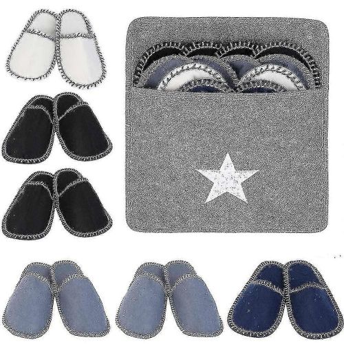 6 Paires De Pantoufles En Feutre Polaire Portable Lavable Jetable Antidérapant Pantoufles À La Maison Pour La Famille Spa Clients Hôtels Voyage-Yujia