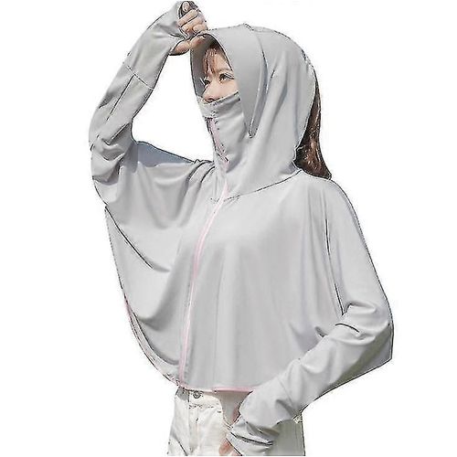 Vêtements De Protection Solaire En Soie Glacée, Châle De Protection Uv Pour Le Cyclisme En Été (Gris1pcs