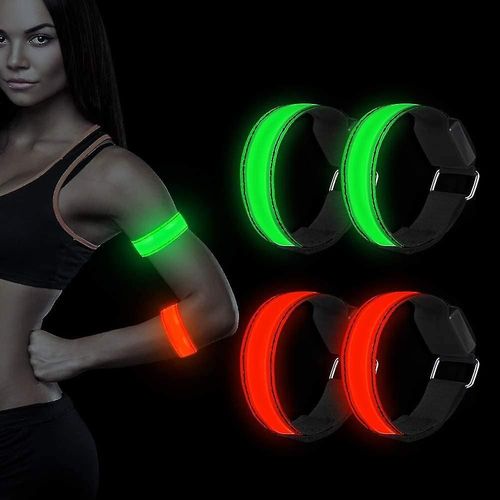 Bracelet LED, 4 pièces Brassards de lumière réfléchissante Bande lumineuse Enfants Lumière de sécurité de nuit pour la course