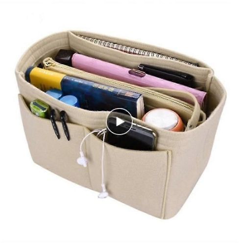 Organisateur d¿insertion de sac à main en feutre avec diverses poches, sac dans le sac Diviseur de sac d¿embrayage avec fermeture à glissière pour sac à main fourre-tout divers sac