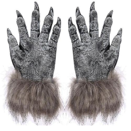 1 paire de gants de loup Masque d¿Halloween Ensemble de masques d¿animaux Loup-garou Mascarade Loup (taille: L, Couleur: Noir)
