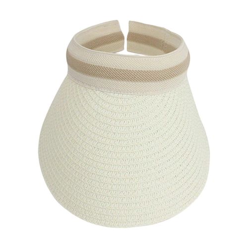 Pare-Soleil Chapeau Large Bord Vide Top Paille Tissage Décoratif Extérieur Dame Été Protection Solaire Casquette Cadeau D¿Anniversaire Qinhai