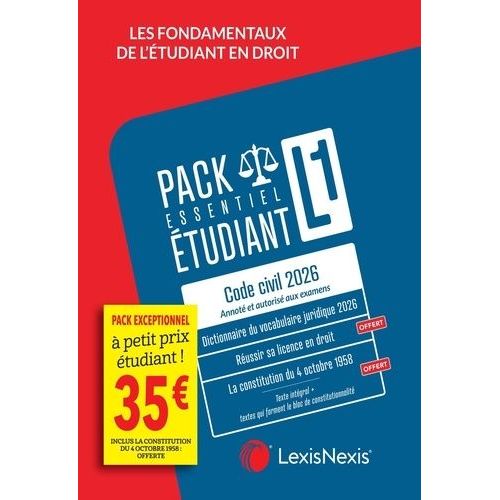 Les Fondamentaux De L'étudiant En Droit - Pack Étudiant Essentiel : Code Civil 2026 - Dictionnaire Du Vocabulaire Juridique 2026 - Dont Réussir Sa Licence En Droit Et La Constitution Du 4...