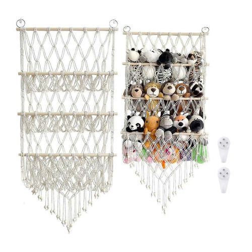 Filet de jouet en peluche en bois 3 couches, filet d¿animaux en peluche ou hamac, petit filet de rangement de jouets en peluche Animal