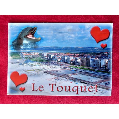 Carte Postale Le Touquet, Paris-Plage (Pas De Calais). Dauphin Coeurs. Tampon Rare "Championnat Du Monde De Char À Voile" Du 23 Au 29 Septembre 2006. Timbré.