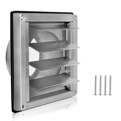 Grille de ventilation Couvercle des bouches d¿aération en acier inoxydable de 150 mm, couvercle de grille à persiennes Conduit plat A