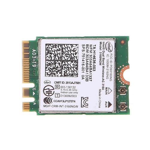 Pour WIndows10 Carte Wifi sans fil 3160NGW pour M.2 Carte réseau 4.0 compatible Bluetooth 3160 AC 433Mbps pour ordinateur de bureau Lapto