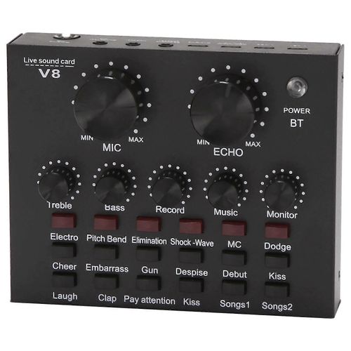 V8 Carte son Audio Set Interface Externe USB Live Microphone Carte Son Fonction Bluetooth pour Co