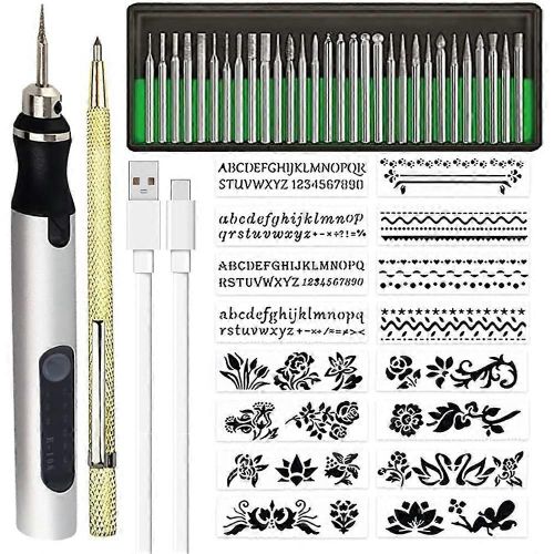 Mini Stylo Graveur Sans Fil Rechargeable Kit D¿Outils De Gravure Bricolage Pour Métal Verre Céramique Plastique Bois
