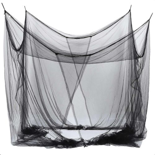 Moustiquaire À Baldaquin En Filet De Lit À 4 Coins Pour Lit Queen/King Size 190 * 210 * 240cm (Noir)